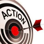 Action Means Acting Or Proactive Stock Photo