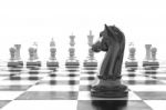 3d Rendering Chessmen On Glossy Chessboard Stock Photo