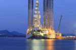 Jack Up Oil Drilling Rig Stock Photo