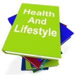 Health And Lifestyle Book Stack Shows Healthy Living Stock Photo