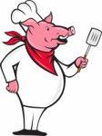 Wild Pig Hog Chef With Spatula Cartoon Stock Photo