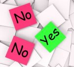 Yes No Post-it Notes Mean Answers Affirmative Or Negative Stock Photo