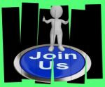 Join Us Pressed Shows Registering Membership Or Club Stock Photo