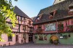 Architecture Of Riquewihr In Haut-rhin Alsace France Stock Photo