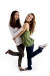 Side View Of Young Beautiful Females Stock Photo