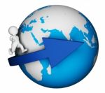 Character Globe Indicates Global Earth And Man 3d Rendering Stock Photo