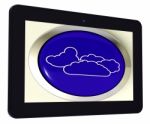 Cloud Tablet Means Rain Rainy Weather Stock Photo