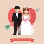 Newlyweds Bride And Groom Wedding Invitation Stock Photo