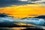 Seoraksan Mountains Is Covered By Morning Fog And Sunrise In Seoul,korea Stock Photo
