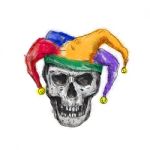 Jester Skull Laughing Tattoo Stock Photo