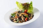 Spicy Black Pasta With Clams Stock Photo