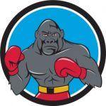 Gorilla Boxer Boxing Stance Circle Cartoon Stock Photo