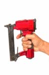 Air Nailer Or  Nail Gun, Carpenter Tools Stock Photo