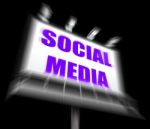 Social Media Sign Displays Internet Communication And Networking Stock Photo