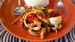Steamed Rice With Spicy Fried Stir Sea Food, Thai Food Stock Photo