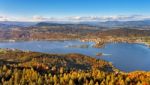 Sunny Autumn Day On The Lake In Mountains Of South Austria Stock Photo