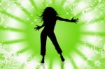 Silhouette Dance Music Stock Photo