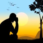 Depressed Silhouette Represents Lost Hope And Man Stock Photo