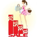 Girl Shopping On Sale Stock Photo