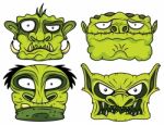 Halloween Green Scary Zombie Head Illustration Stock Photo