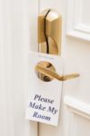 Sign Hangs On A Door Handle Stock Photo