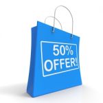 Fifty Percent Off Shows Bargain Stock Photo