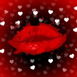 Hearts Lips Shows Facial Care And Beautiful Stock Photo