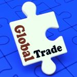 Global Trade Puzzle Shows Multinational Worldwide International Stock Photo