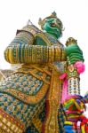 Demon Guard Statue At "wat Arun" In Thailand Stock Photo