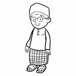 Line Drawing Of Adult Malay Man Cartoon -character  Stock Photo