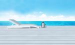 Beach Lounge With Sundeck On Sea View And Blue Sky Background-3d Stock Photo