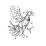 Cuauhtli Glifo Eagle Fighting Stance Tattoo Stock Photo