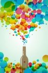 Alcoholic Bottle With Bubbles Stock Photo