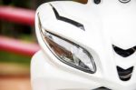 Modern Motorcycle Headlight Stock Photo