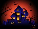 Haunted House Indicates Trick Or Treat And Autumn Stock Photo
