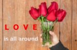 Love Is All Around Quote Design Poster Stock Photo