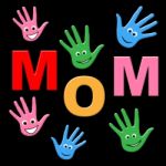 Mom Handprints Shows Painted Mommy And Creativity Stock Photo