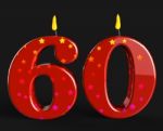 Number Sixty Candles Show Elderly Birthday Or Birth Anniversary Stock Photo