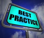 Best Practice Signpost Indicates Better And Efficient Procedures Stock Photo