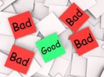 Good Bad Post-it Notes Mean Acceptable Or Unacceptable Stock Photo
