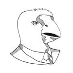 South Island Takahe Wearing Tie Drawing Black And White Stock Photo