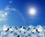 Ice Cubes In Blue Sky Stock Photo