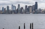 Downtown Seattle On Cloudy Day Stock Photo