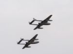 Two De Havilland Vampires Circling Over Dunsfold Airfield Stock Photo