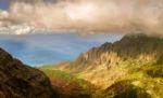 View At The Coast Line From Kalalau Valley Lookout In  Kauai Isl Stock Photo