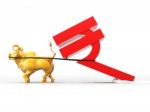 Bull Pulling Indian Rupay Stock Photo