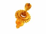 3d Rendering Gold Colour Gears Stock Photo