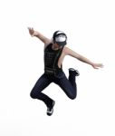 3d Rendering Of A Hip Hop Dancer Jumping Isolated Over White Background Stock Photo