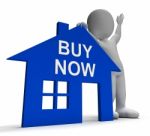 Buy Now House Shows Property For Sale Stock Photo