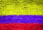 Colombia Flag Painted On Wall Stock Photo